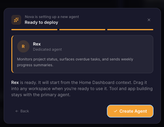 GenOS create agent confirmation