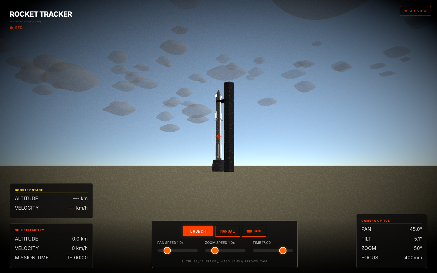 Rocket Tracker 3D Starship visualizer